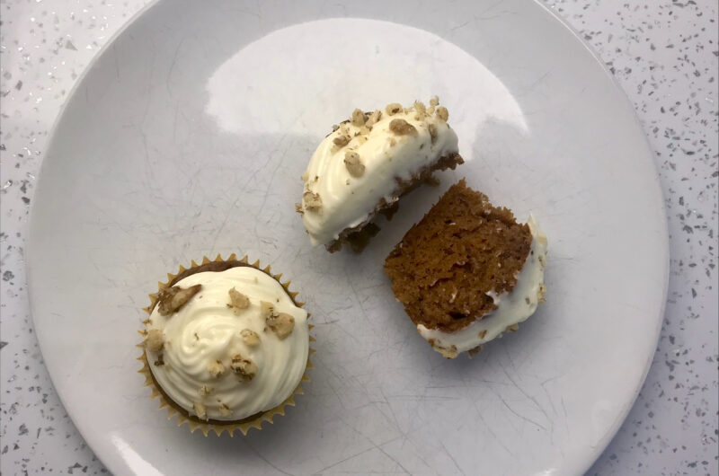 carrot cupcake sliced